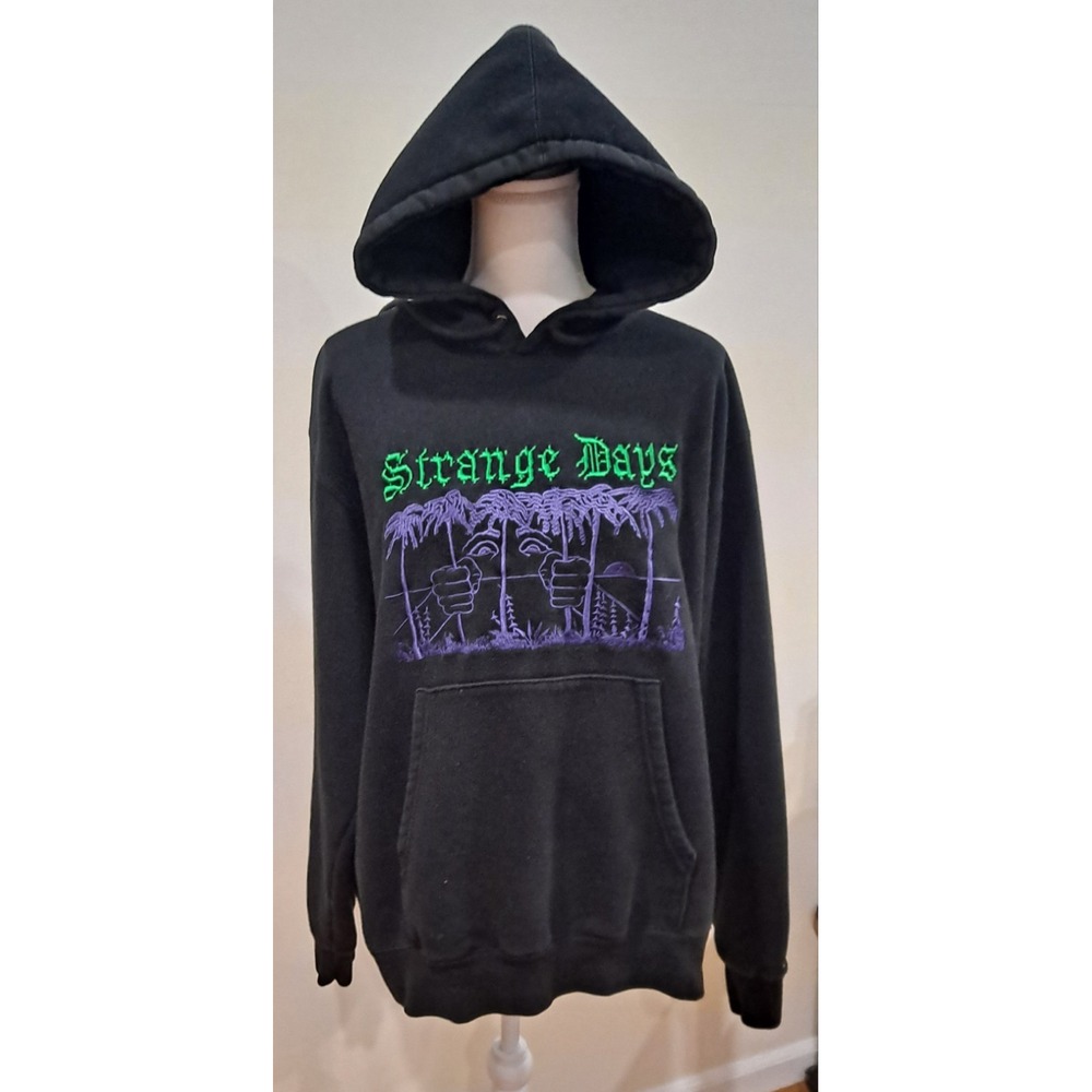 Mens Size Large‎  Black OBEY "Strange Days" Retro 8 Bit Palm Trees Skate Hoodie